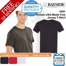 ๐ฅ Bayside Men Usa-made Fine Blank Ring-spun Cotton T-shirt Up To 3XL 5000