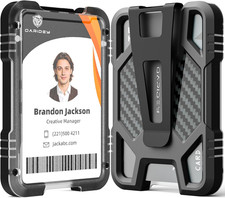 ID Badge Holder with Metal Clip, Heavy Duty ID Card Holder Holds 5