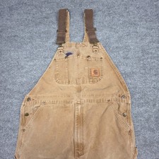 VTG Carhartt Men's Tan Duck Canvas Bib Overalls Workwear Double Knees 40x30