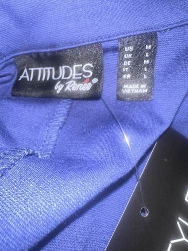 BNWT Attitudes by Renee Blue Belted Blazer Faux Leather Panel Size Large 16-18 - Picture 6 of 7