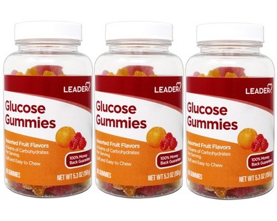 3 Pack - LEADER Glucose Gummies, Assorted Fruit, 60 Count