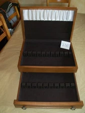 SILVERWARE FLATWARE SILVERPLATE HOLDER STORAGE BOX WOOD CHEST WITH ONE DRAWER
