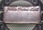 **JACKSON PRECIOUS METALS** 10oz .999 Fine SILVER Poured Bullion Bar #EC8 ECC&C
