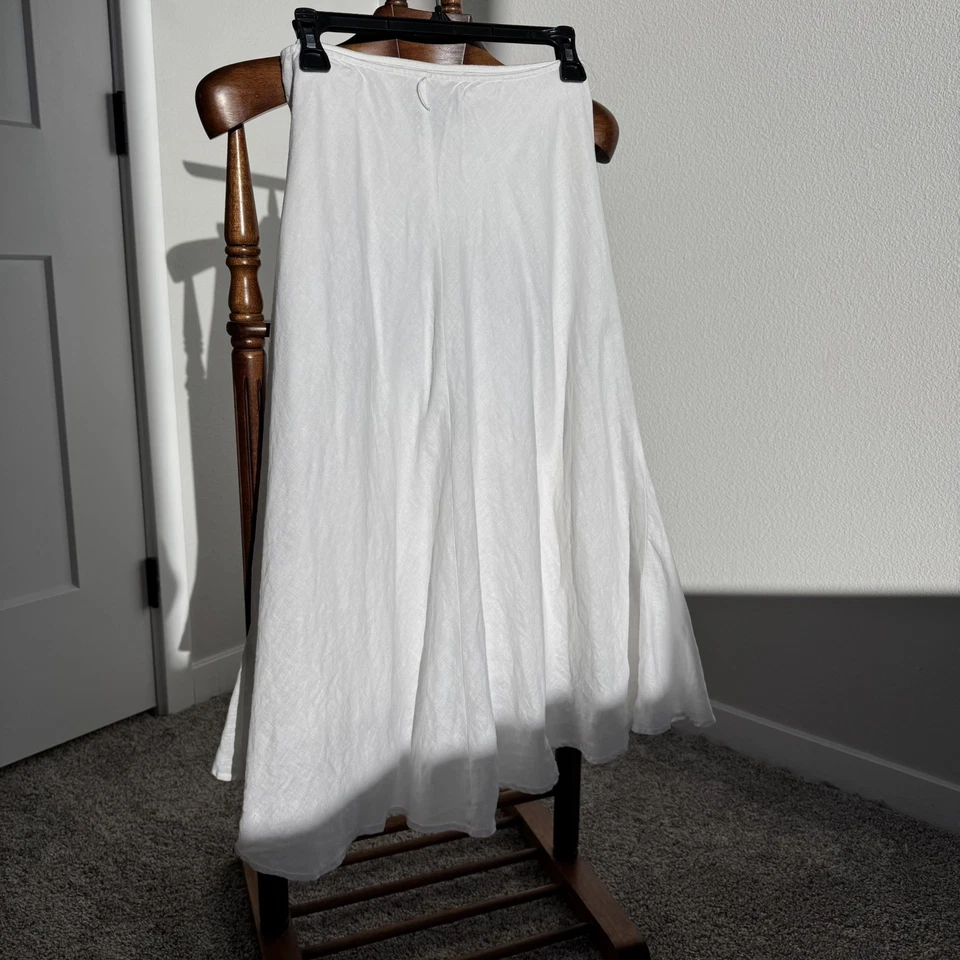 Falda midi blanca 100 % lino INC International Concepts talla 4 - línea A Foto 2 de 4