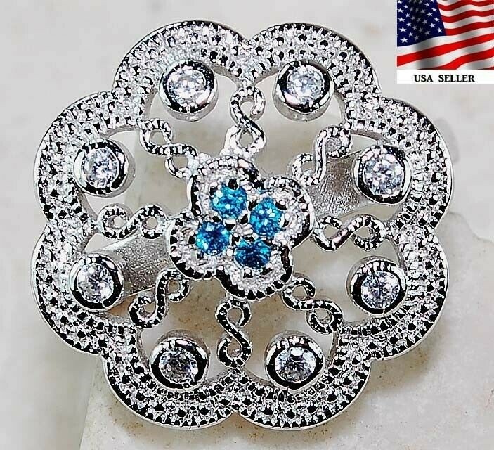 1CT  Aquamarine 925 Solid Sterling Silver Ring Sz 6 &6-2