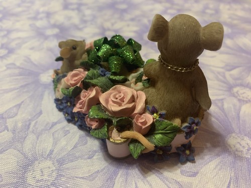 Fitz & Floyd Charming Tails Mom and Baby Flower Garden Figurine Rare Unique New - Picture 12 of 21