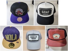 Lot of 50 New Hats Caps Various Brands, multicolored with diverse graphic styles