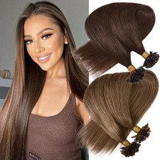 400 Strands U Nail Tip Pre Bonded Fusion Remy Human Hair Extension Keratin THICK