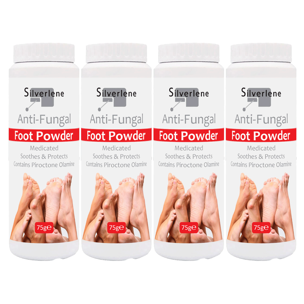 4 x SILVERLENE ATHLETES MEDICATED FOOT POWDER TREATS & PREVENTS ANTI FUNGAL 75g