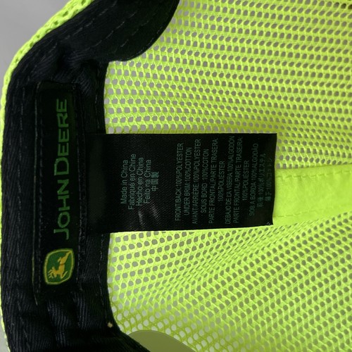 John Deere Hat Cap Snap Back Neon Green Mesh Trucker Reflective Mens One Size - Afbeelding 7 van 7