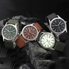 Men's Military Army Luminous 24 Hours Dial Nylon Strap Date Quartz Wrist Watch6