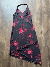 Vintage Hourglass Halter Floral Dress Made In Usa