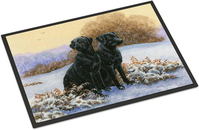 BDBA0450JMAT Black Labradors in the Snow Doormat 24X36 Front Door Mat Indoor Out