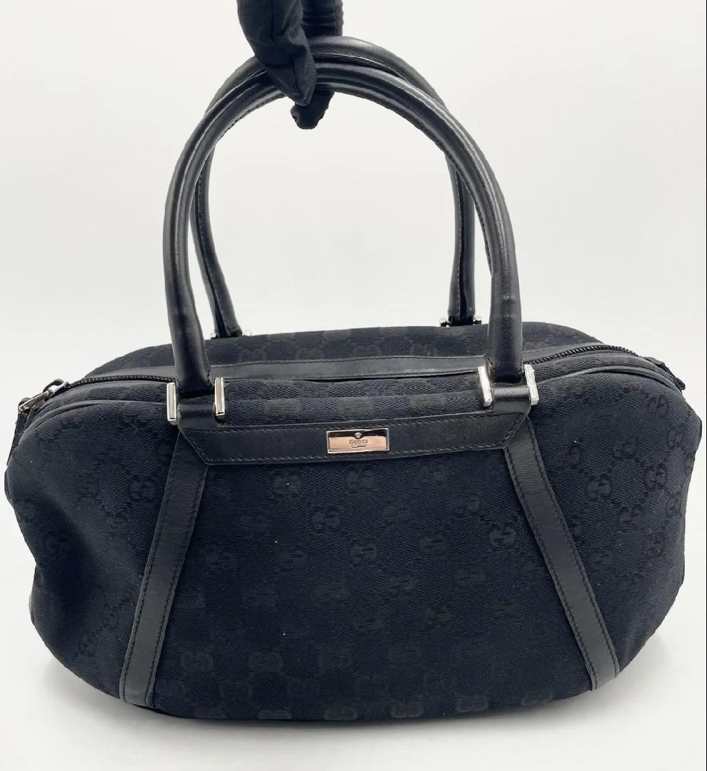 Sac à main GUCCI GG toile cuir noir