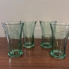 Vintage Libbey Green Glasses Coca Cola Coke Flared Tumblers Heavy 16oz Set of 4