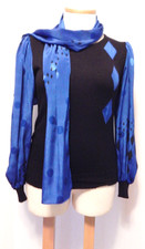 Vtg Anthony Sicari 80s Knit Harlequin Puffed Sleeve Sweater  Scarf Size L