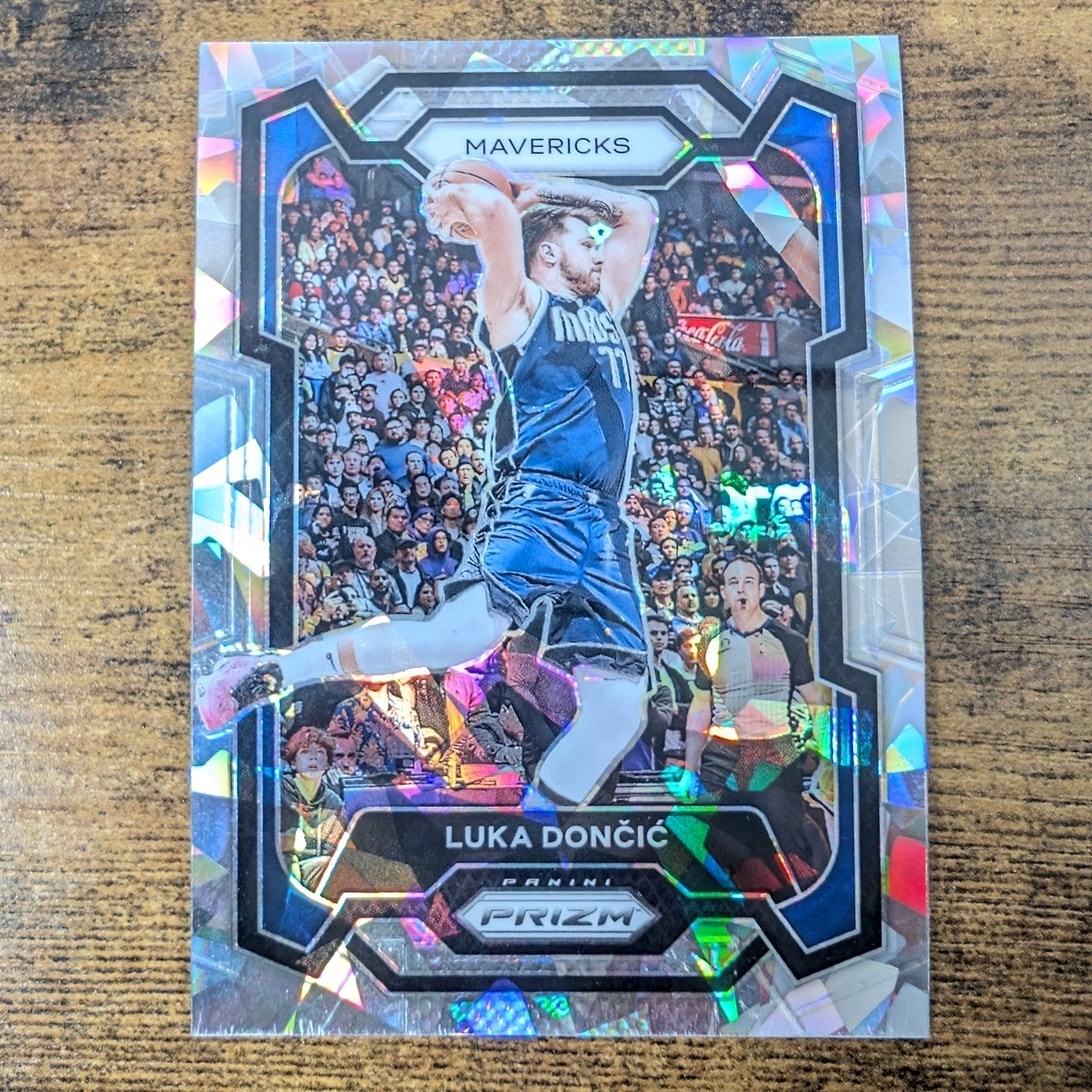 2023-24 Panini Prizm Luka Doncic #110 Silver Cracked Ice Prizm Mavericks