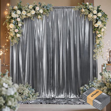 20Ftx10Ft Black Silver Glitter Sequin Backdrop Curtain for Parties, Wrinkle