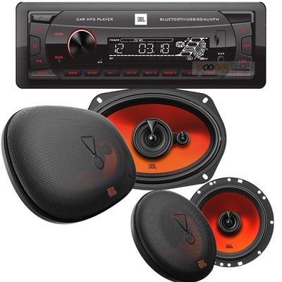 JBL Package Car Stereo Bluetooth USB/FM Radio (No CD) & 6x9'' & 6.5'' Speakers