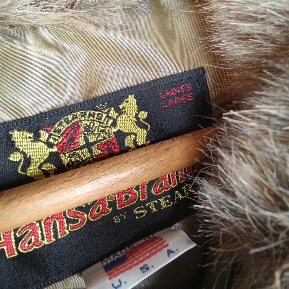 Abrigo Chaqueta De Colección Hansa Branta By Stearns Plumón De Ganso Piel Sintética Marrón Tostado Talla Grande Foto 4 de 4