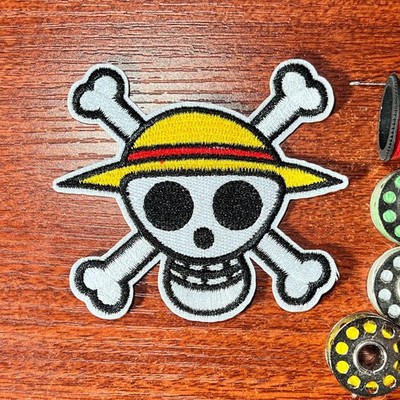 One Piece Patch Anime Straw Hat Pirates Jolly Roger Embroidered Iron On 2.75x3''