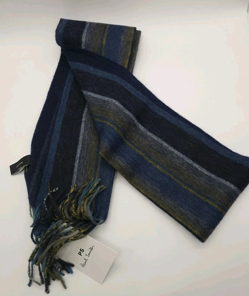 Paul Smith Bufanda Lana de Cordero Azul Oscuro Nueva JL025020 Foto 4 de 4