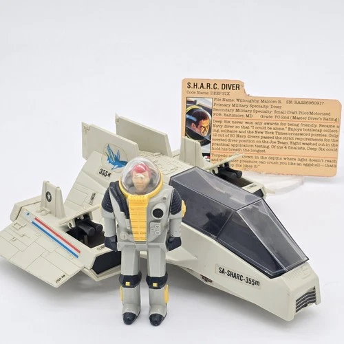 Gi Joe 1984 SHARC Submarine & Deep Six w File Card ARAH Vintage🔍See Description