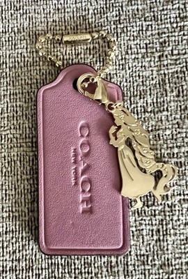 バッグ Coach Hang Tag 7-Piece Set Charms Genuine Coach 2.25” Pink Leather HangTag+Gold Disney Rapunzel