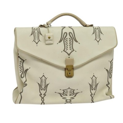 BOTTEGA VENETA Hand Bag Leather White Gold Auth bs25987