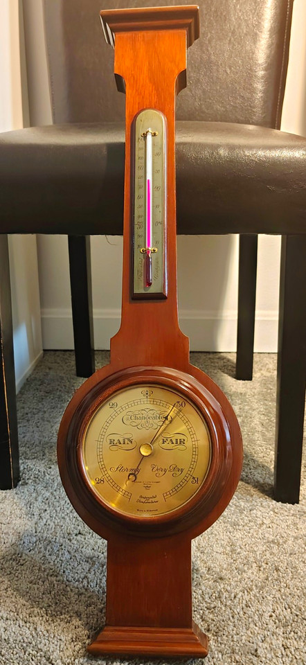 Antique (1910-20) Banjo Barometer: Andrew J. Lloyd Co Boston, Short&Mason, Tycos