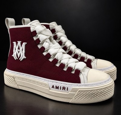 AMIRI Women s MA Court Hi Wine Burgundy Sneakers EU 37 US 7 AWFOSR1149-546