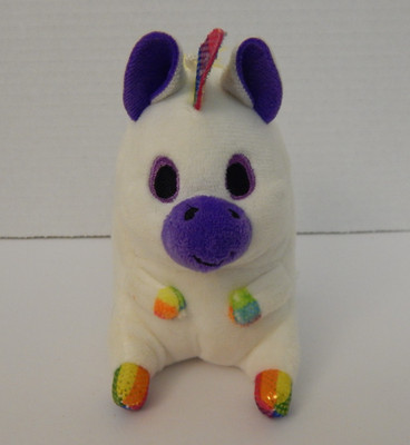 Nanco ~ White & Purple Unicorn Plush w/Rainbow Hooves