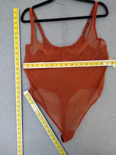 SKIMS Ultra Fine Sexy Women's Mesh Thong Bodysuit Color Chili 4X BS-BDY-2014 - Picture 5 of 17