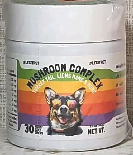 LegitPet Mushroom Complex for Dogs Chicken Flavor 30 Soft Chews 03/2027
