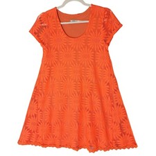 Anthropologie Kimchi Blue Dress Bright Orange Sunflower Mini Fit and Flare Sz S