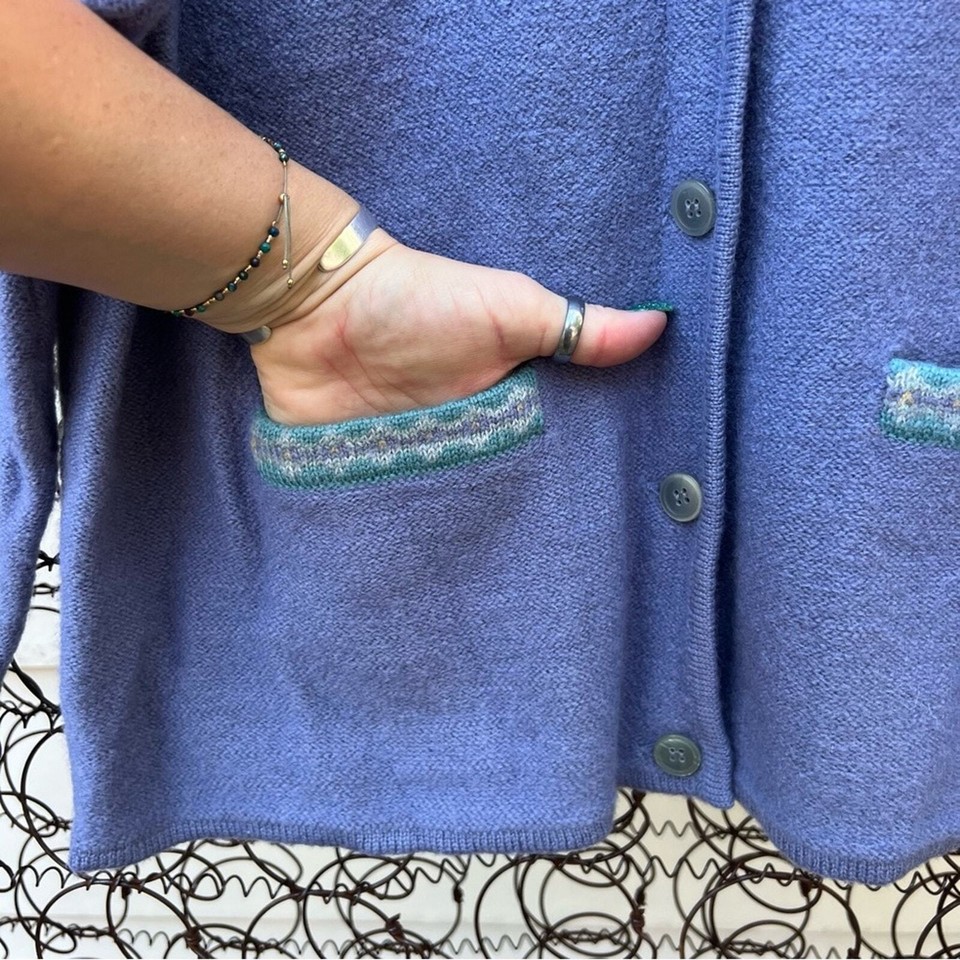 VTG Jantzen Lavender Boiled Wool Faerie Kei Embroidered Granny Cardigan