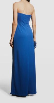 badgley mischka blue bow dress Badgley Mischka Strapless Velvet and Mikado Peplum Bow Dress, Size: 8 in Black Navy main image 0