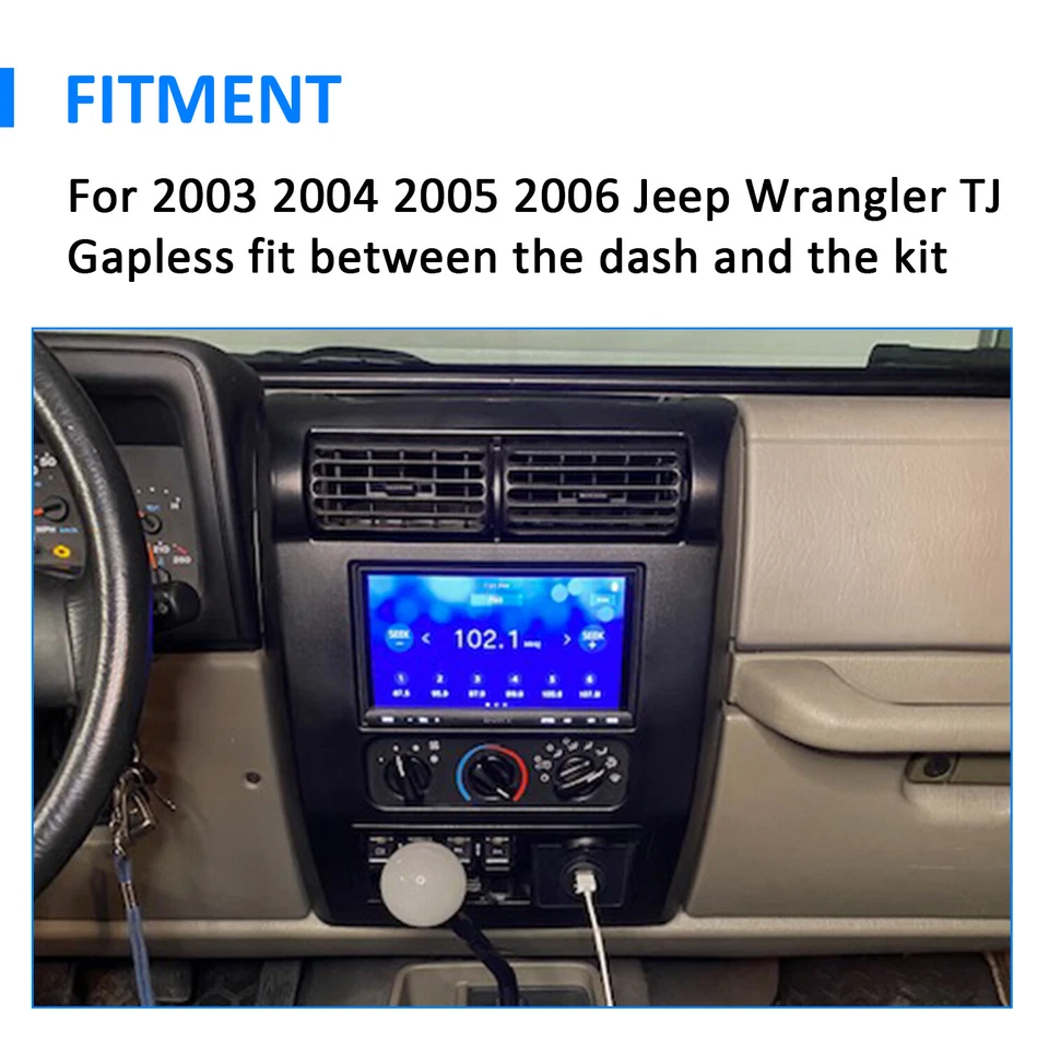 Kit de tablero de radio doble Din para Jeep Wrangler TJ 2003-2006 04 05 con arnés de cableado Foto 4 de 4