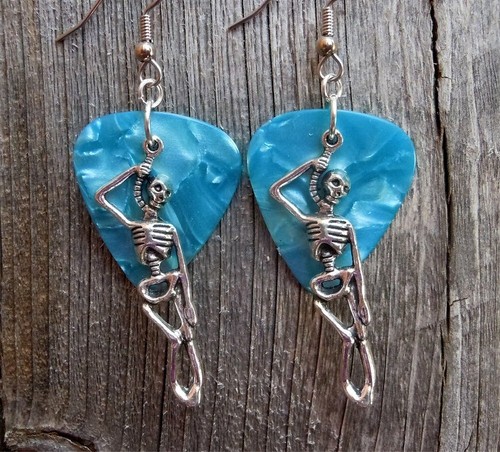 Hanging Skeleton Guitar Pick Earrings - Pick Your Color - Picture 5 of 21