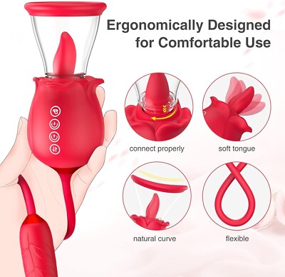 Rose Sex Toy for Women Upgrade Rose Stimulator Tongue Licking Thrusting  Vibrator | eBay