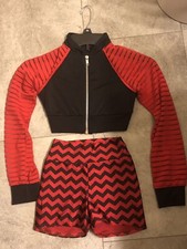 Kelle 2 Piece Red/Black Dance Costume- Youth Medium- Jazz, Hip Hop