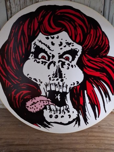Rare Vintage 1990 Pog Slammer Skull Plastic Advertising 9" Round Halloween Decor - Picture 2 of 5