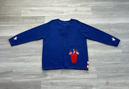Quaker Factory Cardigan Blue July 4th Red White Flag & Stars Women’s Size 1X NEW - Picture 7 of 21