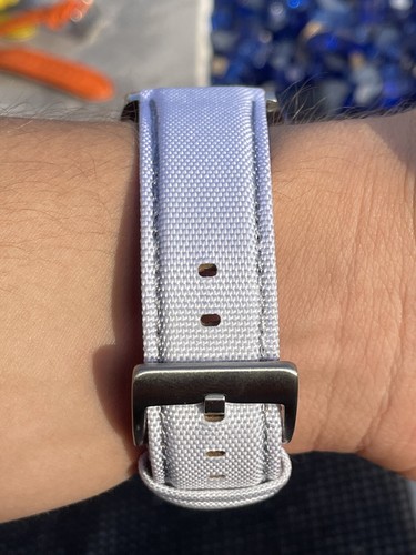 20 mm WEISS Segeltuch Canvas/Leder Uhrenarmband Armband GRAUE Naht - Bild 11 von 12