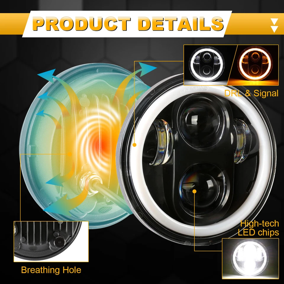 Faros LED redondos DOT 5,75 5-3/4 4 piezas para Cadillac Fleetwood Series 60 62 Foto 4 de 4