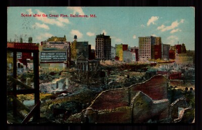 Scene After the Great Fire Baltimore Maryland MD c.1910 Antique Postcard