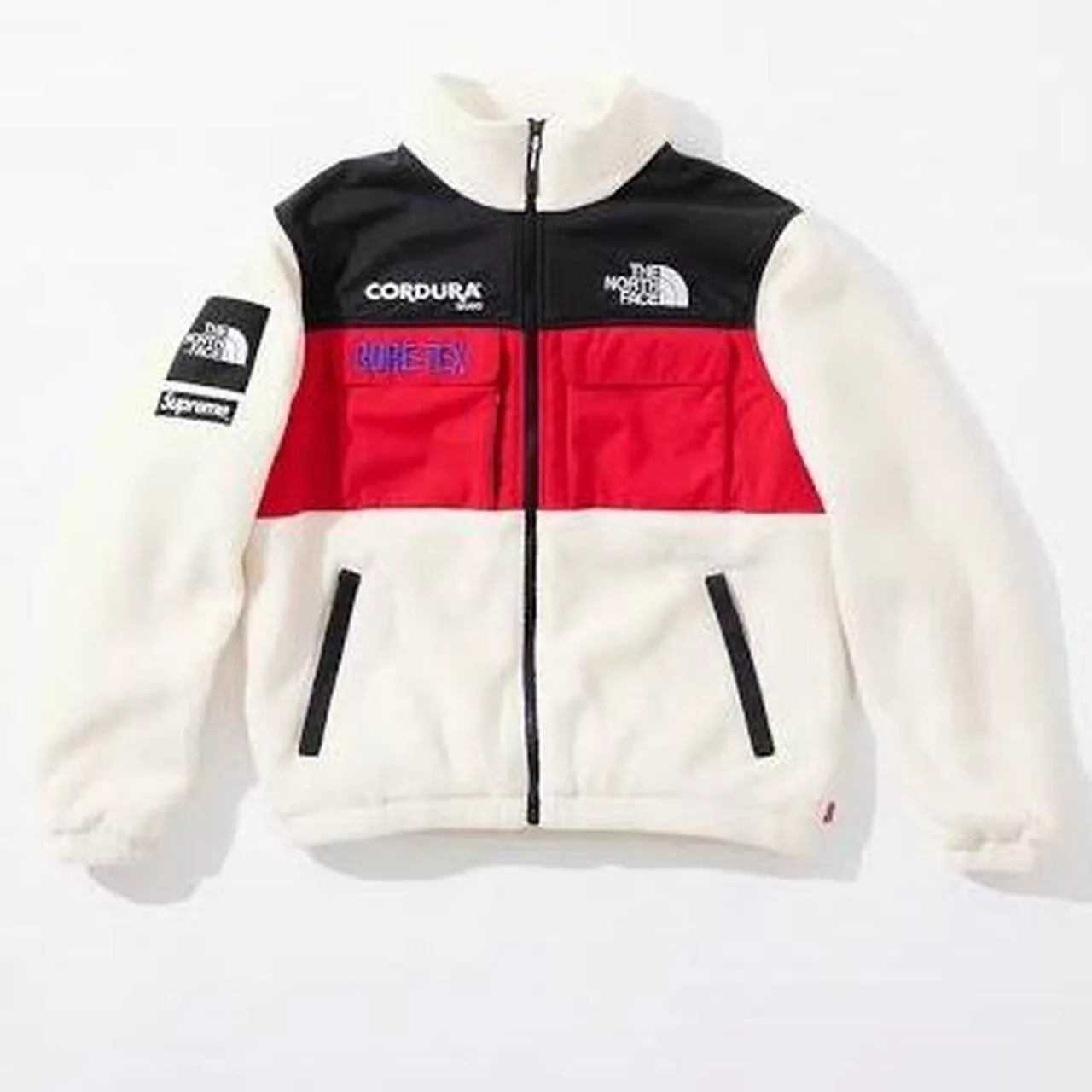 TNF x Supreme Expedition Fleece Jacket in White (FW18)   Men's Small