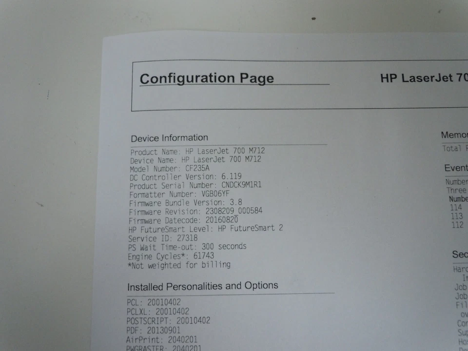 HP Laserjet 700 M712n Printer *Low 61k Pages w/Genuine 14A Toner *100% Full+Warr - Image 4 of 4