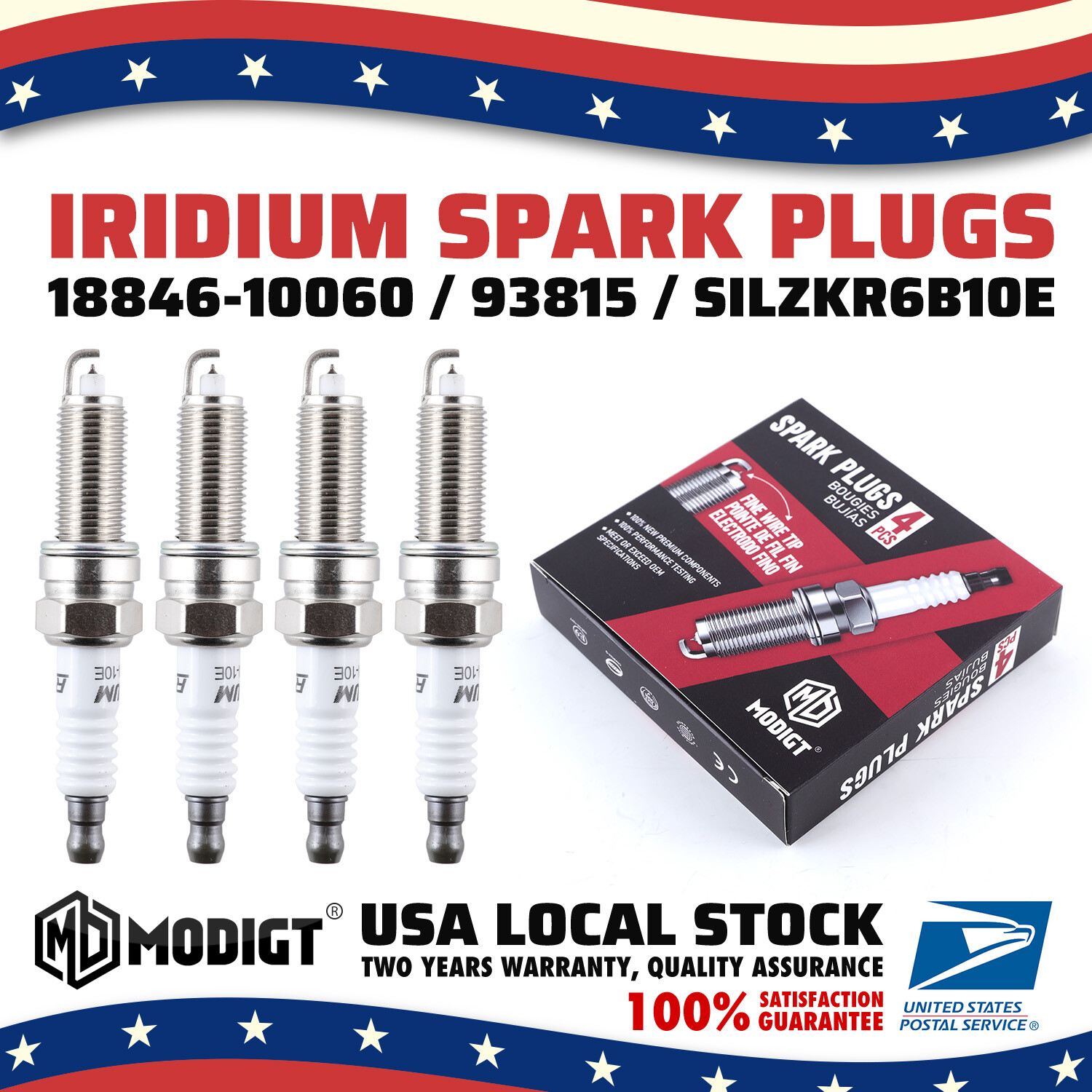 4- Iridium 18846-10060 SILZKR6B10E Spark Plugs For Hyundai ACCENT KIA RIO SOUL