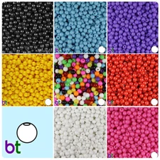 BeadTin Opaque 6mm Round Plastic Craft Beads (500pcs) - Color choice